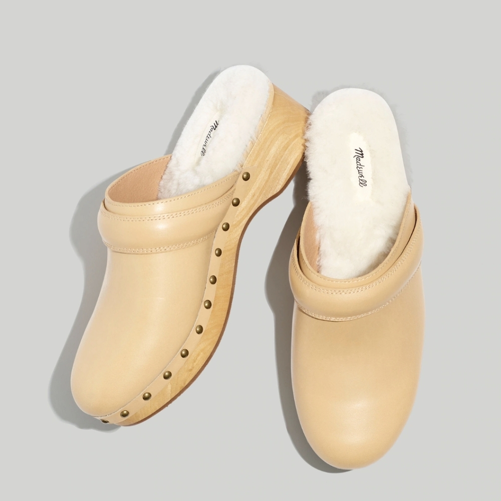 Madewell Cecily Leather Clogs with Shearling Lining Sz.7.5